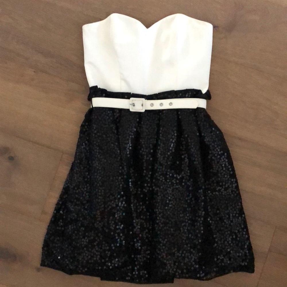 Cute black sequin sweetheart cocktail length dress